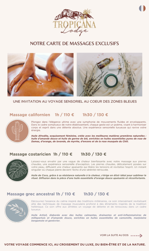 Carte massages zones bleues Tropicana Lodge Instant perso 1